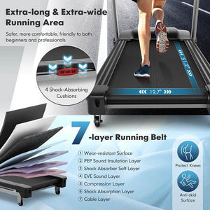 4.75 HP Folding Treadmill with Auto Incline and 20 Preset Programs - Black - BIT OF TOUCH