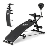 Adjustable Decline Sit Up Bench for Exercise for Home Gym with Speed Ball and 2 Resistance Bands - BIT OF TOUCH