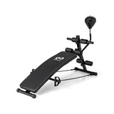 Adjustable Decline Sit Up Bench for Exercise for Home Gym with Speed Ball and 2 Resistance Bands - BIT OF TOUCH