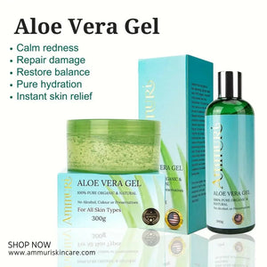 Ammuri Organic Aloe Vera Gel Set – Pure Soothing Gel for Face, Hair & Body - BIT OF TOUCH