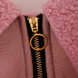 Plush Zipper Warm Faux Leather Dog Jacket - BIT OF TOUCH