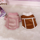 Plush Zipper Warm Faux Leather Dog Jacket - BIT OF TOUCH