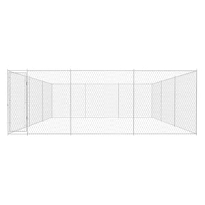 vidaXL Outdoor Dog Kennel Large Dog Crate Dog Cage Playpen Galvanized Steel - BIT OF TOUCH