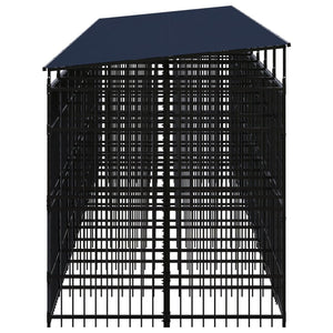 vidaXL Outdoor Dog Kennel with Roof Steel 178.6 ft² - BIT OF TOUCH