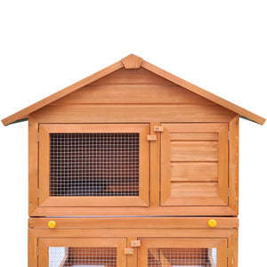 vidaXL Outdoor Rabbit Hutch Small Animal House Pet Cage 3 Layers Wood - BIT OF TOUCH