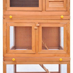vidaXL Outdoor Rabbit Hutch Small Animal House Pet Cage 3 Layers Wood - BIT OF TOUCH