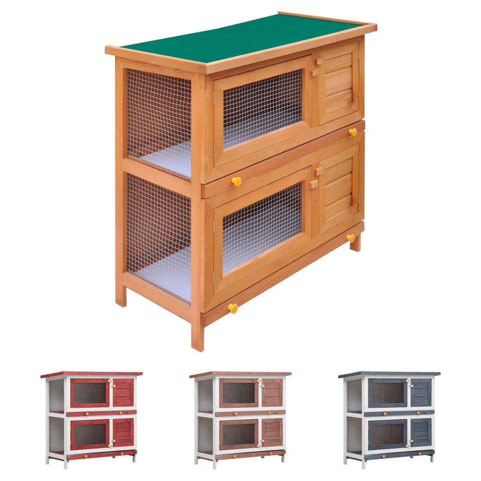 vidaXL Rabbit Hutch Bunny Cage Pet House for Small Animals Solid Pine Wood - BIT OF TOUCH