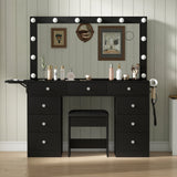Yanosaku VD007 Bedroom Makeup Vanity desk with LED Mirror, 9 Drawers - BIT OF TOUCH