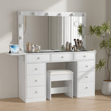 Yanosaku VD007 Bedroom Makeup Vanity desk with LED Mirror, 9 Drawers - BIT OF TOUCH