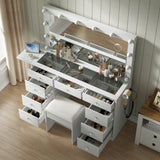 Yanosaku VD007 Bedroom Makeup Vanity desk with LED Mirror, 9 Drawers - BIT OF TOUCH