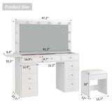 Yanosaku VD007 Bedroom Makeup Vanity desk with LED Mirror, 9 Drawers - BIT OF TOUCH