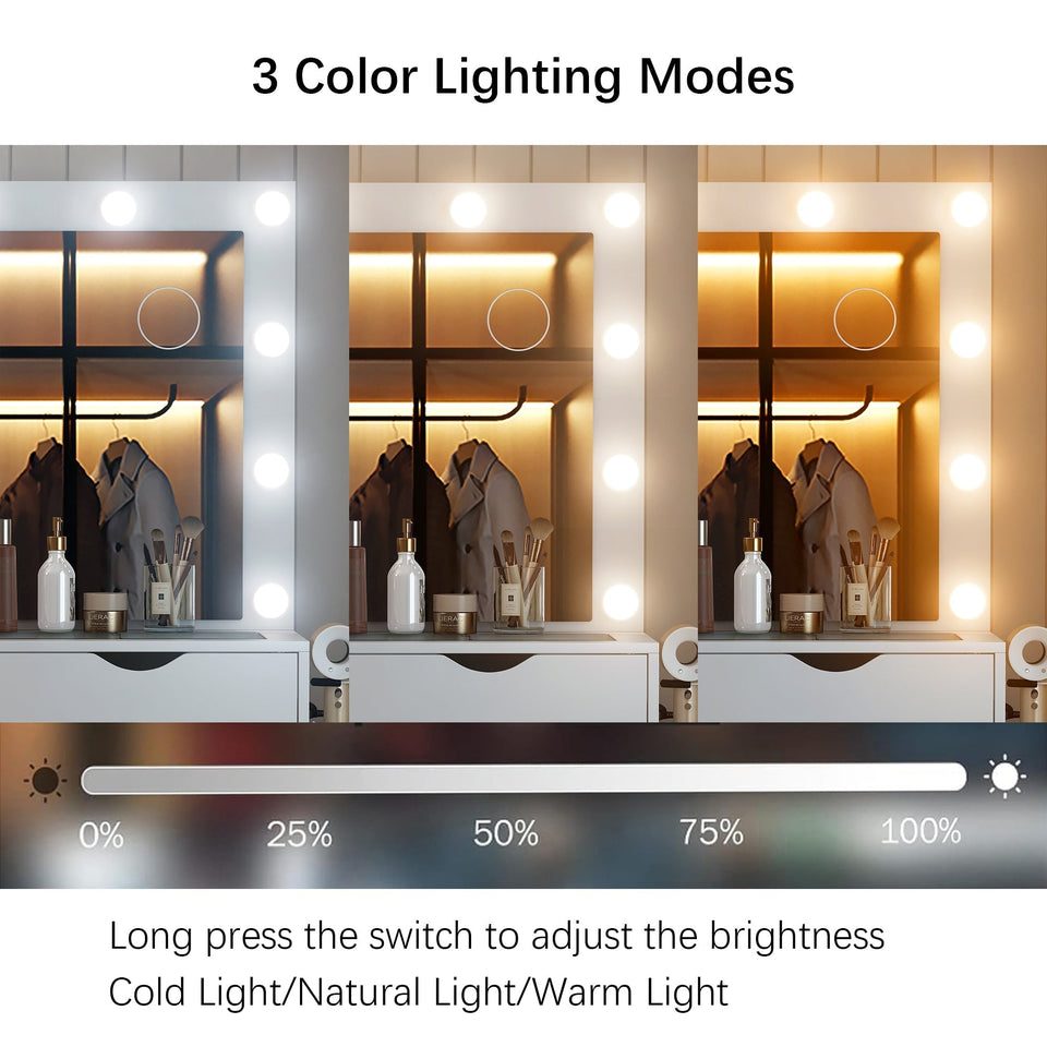 Yanosaku VD008 Bedroom Makeup Vanity desk with LED Mirro, 15 Drawers - BIT OF TOUCH