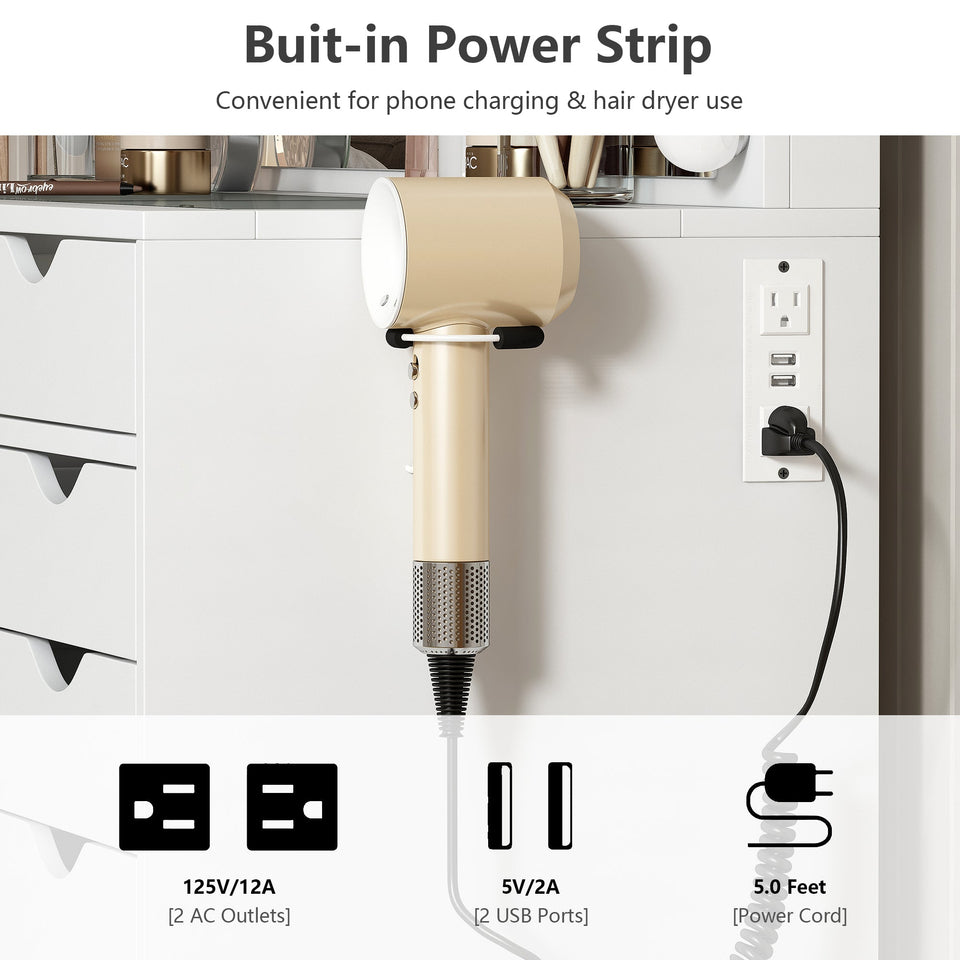 Yanosaku VD008 Bedroom Makeup Vanity desk with LED Mirro, 15 Drawers - BIT OF TOUCH