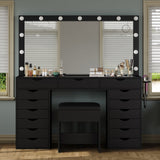 Yanosaku VD008 Bedroom Makeup Vanity desk with LED Mirro, 15 Drawers - BIT OF TOUCH