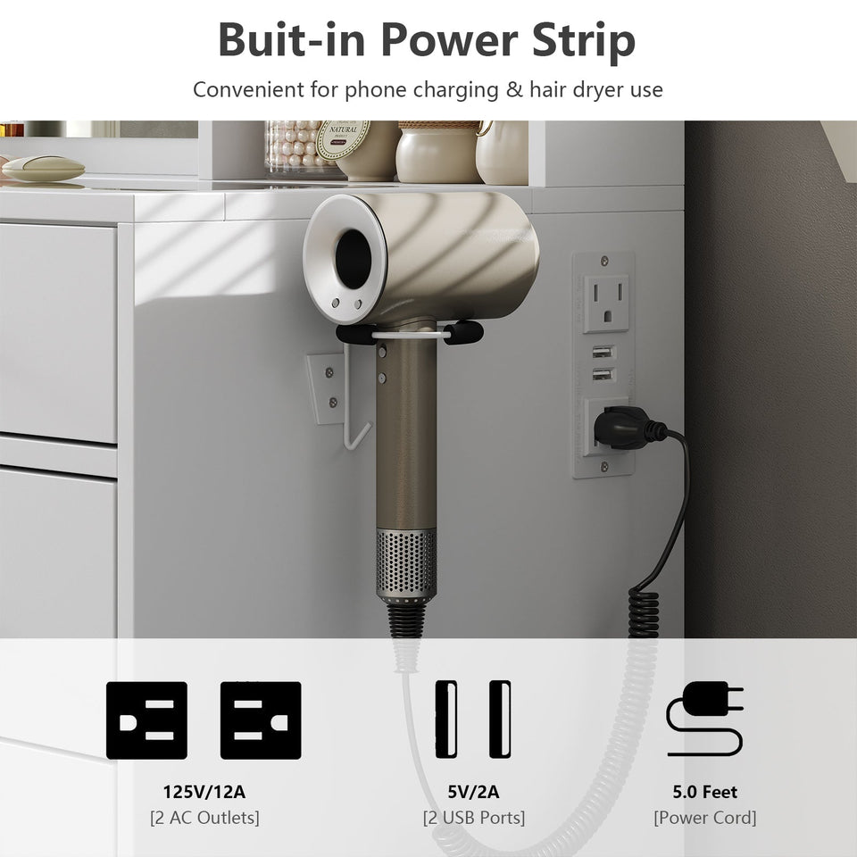 Yanosaku VD012 Bedroom Makeup Vanity desk with LED Mirror, 12 Drawers - BIT OF TOUCH