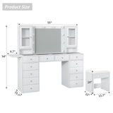 Yanosaku VD012 Bedroom Makeup Vanity desk with LED Mirror, 12 Drawers - BIT OF TOUCH