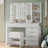 Yanosaku VD013 Bedroom Makeup Vanity desk with LED Mirror, 7 Drawers - BIT OF TOUCH