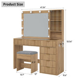 Yanosaku VD013 Bedroom Makeup Vanity desk with LED Mirror, 7 Drawers - BIT OF TOUCH