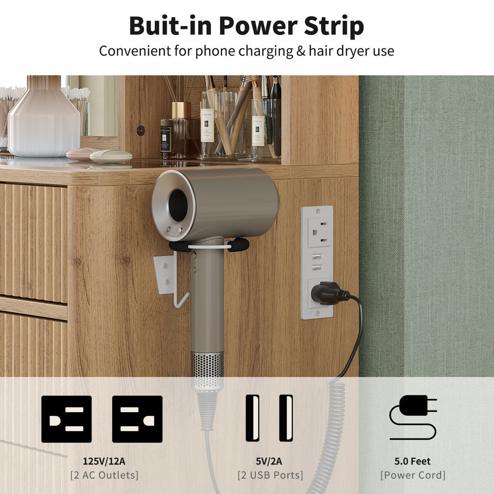 Yanosaku VD013 Bedroom Makeup Vanity desk with LED Mirror, 7 Drawers - BIT OF TOUCH