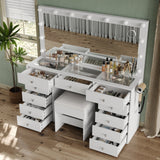 Yanosaku VD015 Bedroom Makeup Vanity desk with LED Mirror, 11 Drawers - BIT OF TOUCH