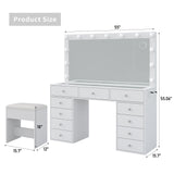 Yanosaku VD015 Bedroom Makeup Vanity desk with LED Mirror, 11 Drawers - BIT OF TOUCH