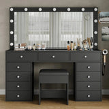 Yanosaku VD015 Bedroom Makeup Vanity desk with LED Mirror, 11 Drawers - BIT OF TOUCH